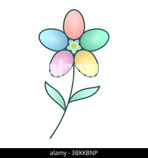 easter colorful eggs shape petal blooming flower vector illustration Stock Vector