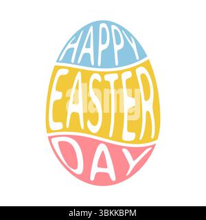 happy easter day text shape egg colorful design vector illustration Stock Vector