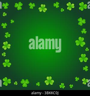 attractive green gradient background with shamrock leaf decoration vector design Stock Vector