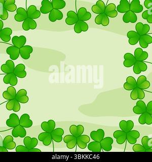 green shamrock frame square design vector template background Stock Vector
