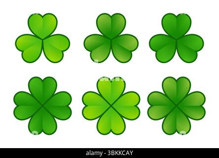 shamrock and four leaf clover icon symbol design flat vector Stock Vector