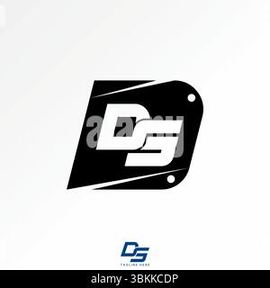 Logo design graphic concept creative premium vector stock image top sell initial DS font on metal steel plate blacksmith iron material manufacture art Stock Vector