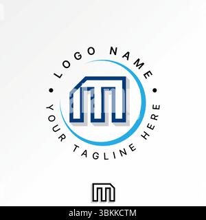 Logo design graphic concept creative premium vector stock image top sell initial M font line shadow circle swoosh to monogram consulting firm app tech Stock Vector