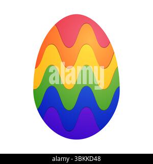 traditional Easter egg decorated with a vibrant rainbow pattern Stock Vector