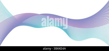 Dynamic vector illustration of wavy lines in flowing curves with blue and purple colors on white background Stock Vector