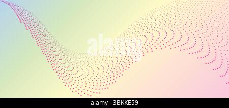 A visually captivating abstract wave vector illustration, featuring a dynamic flow of dotted lines against a soft gradient background Stock Vector