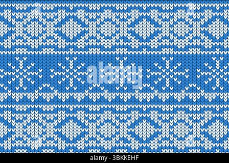 Knitting Christmas vector background snowflakes Stock Photo