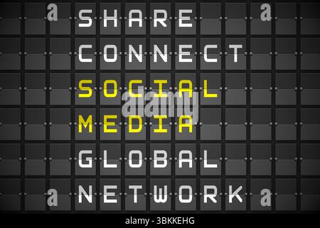 Social media buzzwords on black mechanical board Stock Photo