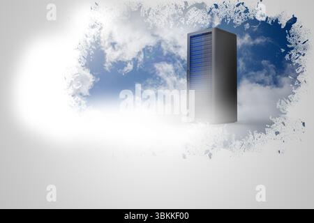 Splash on wall revealing server tower Stock Photo