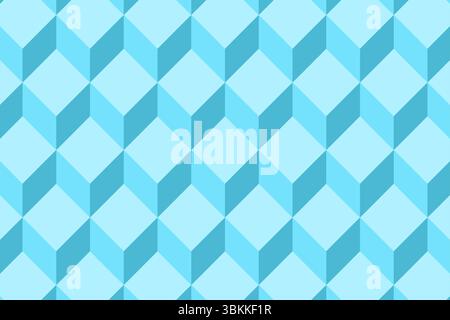 Seamless blue cubes are repeating in isometric geometric design, with transparent background Stock Photo