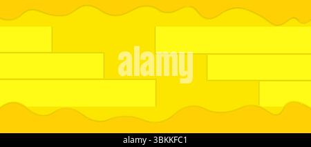 Bright Yellow Geometric Background with Wavy Ornaments Vector Stock Vector