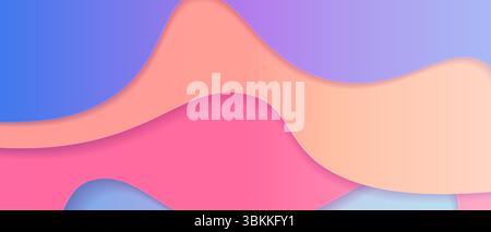 abstract wave vibrant blue pink purple soft gradient, with flowing shapes Stock Vector