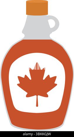 Tasty maple syrup. Ingredient for waffles, pancakes, breakfast. Cartoon vector illustration in flat style on white background. Stock Vector