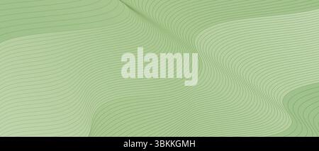 serene abstract wave vector illustration smooth flowing lines against a soft green background Stock Vector