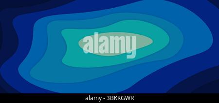 Abstract vector illustration with layered wavy shapes in various shades of blue. background design, graphic elements, or abstract concept illustration Stock Vector