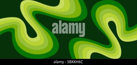 Abstract vector illustration with winding green waves in various color gradients. dynamic and fresh abstract concepts Stock Vector