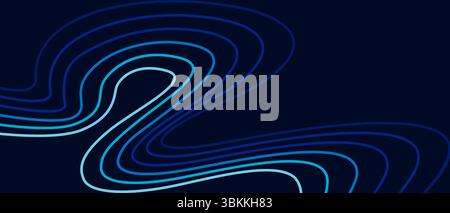 abstract wave vector illustration flowing lines dark blue background Stock Vector