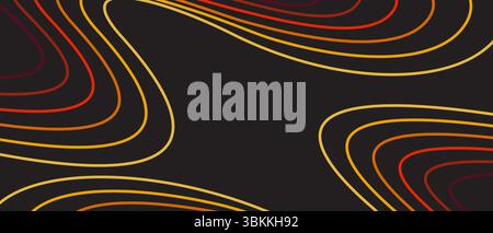 abstract wave vector illustration flowing lines wave in warm tones dark background Stock Vector