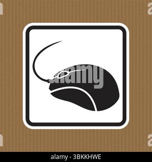 This stylish black mouse icon features a minimalist design on a rustic background, perfect for enhancing digital projects, branding materials, and cre Stock Vector