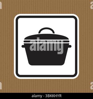 A sleek black silhouette of a cooking pot icon displayed on a textured brown background, perfect for culinary themes and kitchen designs. Stock Vector