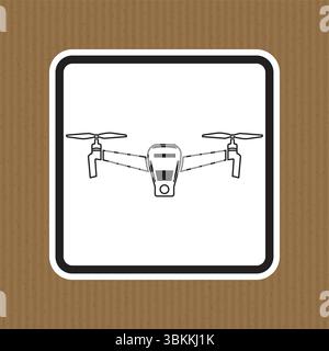 A minimalist black-and-white icon of a drone with propellers set against a simple background. Perfect for technology and flying themes in design. Stock Vector