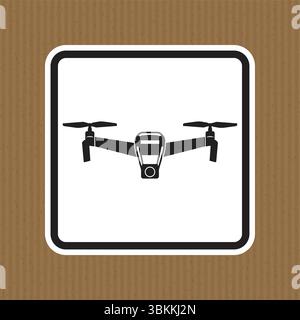 This minimalistic illustration features a drone in a sleek black and white design, showcasing modern technology in aviation and innovation. Stock Vector
