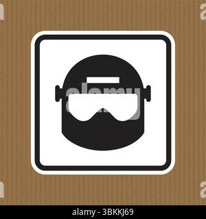 A minimalist design featuring a black silhouette of a masked worker. Ideal for themes related to safety, protection, and construction in various indus Stock Vector