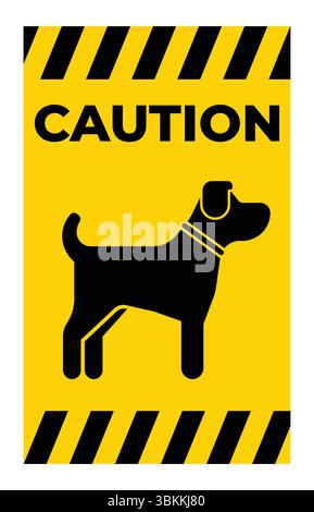 Caution Sign Featuring Simple Black Dog Silhouette on Yellow Background Stock Vector