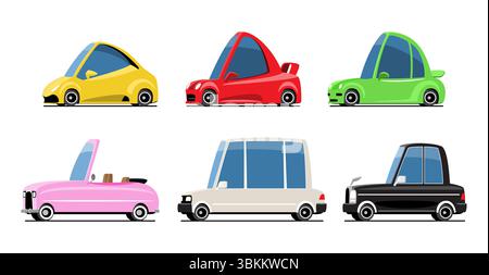 Luxury car vehicles set cartoon illustration . Flat design . Isolate on white background . Vector . Stock Vector