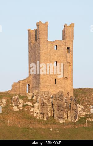 Dunstanburgh Castle tower Stock Photo