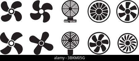 Various Fan Blades Propeller Icon Set Stock Vector