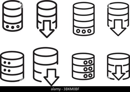 Database Download Icons Stock Vector