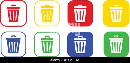 Trash Can Icon Set Stock Vector
