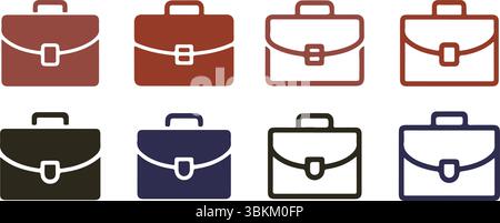 Brown and Blue Briefcase Icon Set Stock Vector