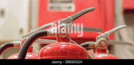 fire extinguishers available in fire emergencies. Stock Photo