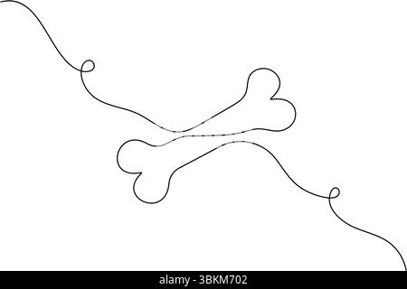 Minimalist dog bone continuous line art isolated vector Stock Vector