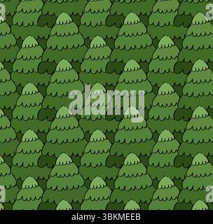 Winter landscape snowy on pine tree forest Seamless pattern. Vector graphic line ink illustration. for Christmas Eve banner,Flat cartoon seamless for Stock Vector