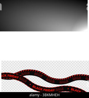 Black Friday Sale Banner with Wavy Red and Black Tape Design on Transparent Background for Promotion and Discount Marketing. Vector Illustration. Stock Vector