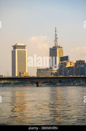 Egypt, Cairo, Zamalek district, Gezira island, overview with Nile river ...