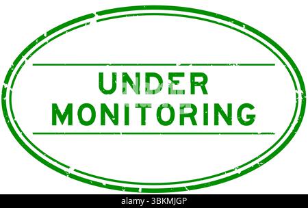 Grunge green under monitoring word oval rubber seal stamp on white background Stock Vector