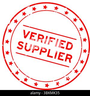 Grunge red verified supplier word round seal stamp on white background Stock Vector