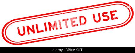 Grunge red unlimited use word rubber seal stamp on white background Stock Vector