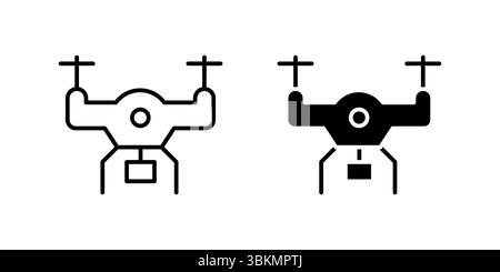 High-tech drone icon set with camera, representing aerial photography, surveillance, and future technology. Great for videography, delivery, and remot Stock Vector