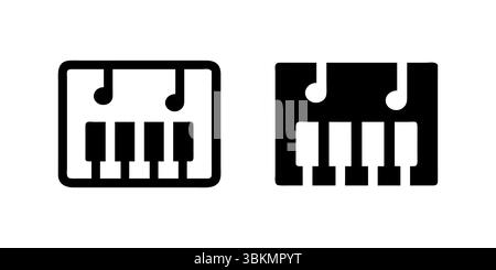 Stylish keyboard music instrument icon set representing pianos, melodies, and musical performance. Ideal for music education, concerts, and creative a Stock Vector