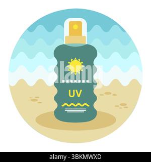 Sun Cream in Spray vector icon. Beach. Summer. Summertime. Vacation, eps 10 Stock Vector