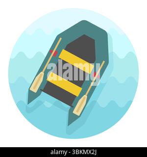 Inflatable rubber boat flat vector icon. Graph symbol for travel and tourism web site and apps design, logo, app, UI Stock Vector