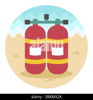 Oxygen tank vector icon. Beach. Summer. Summertime. Vacation, eps 10 Stock Vector