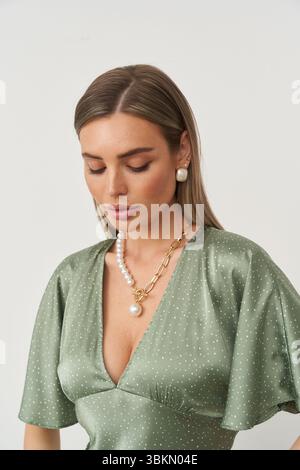 Fashion model wearing chain dress by Kikiriki on the Spirit Catwalk at Pure  London, Olympia, London, UK. Pure London, the UK's leading trade fashion  exhibition opened its doors 23-25th July 2017, featuring