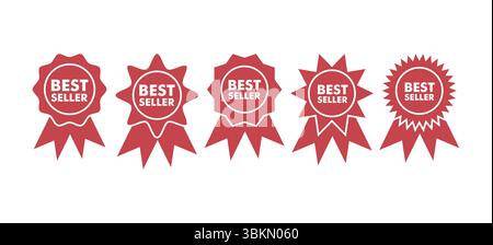 Flat vector illustration of a best seller sign label. Bestseller badge logo design isolated Stamp, Seal Banner Vector Template Illustration Design Stock Vector