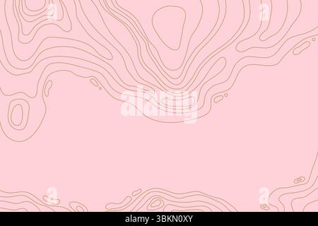 Topographic map with mountain relief, contur abstract wavy lines, top view land Stock Vector
